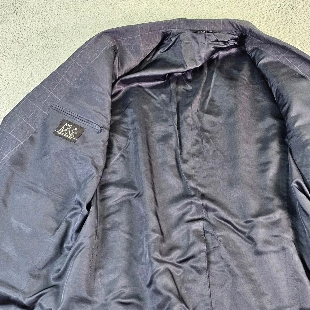 Jos. A. Bank Suit Jacket Mens 48R Gray Check 100% Wool Gordon Classic Fit